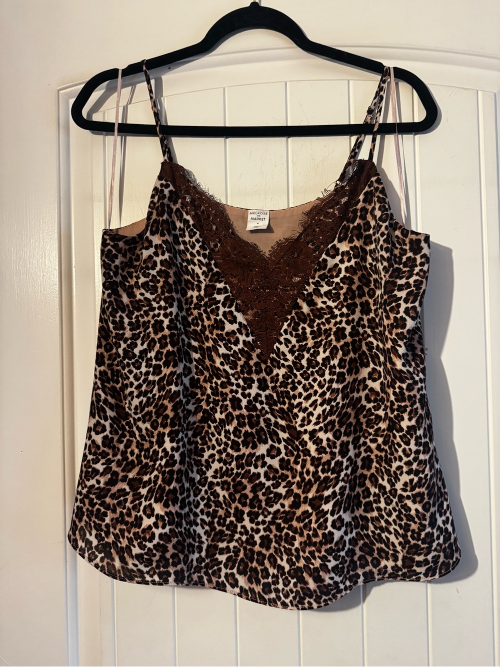 Melrose and Market Leopard Print Lace-Trim Cami in Brown